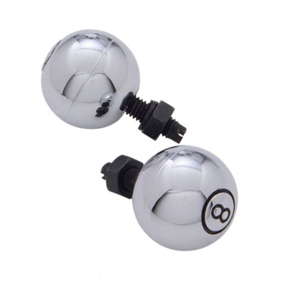 Chrome Large 8 Ball License Plate Fasteners, Set of 2, Hot Rod, Rat Rod
