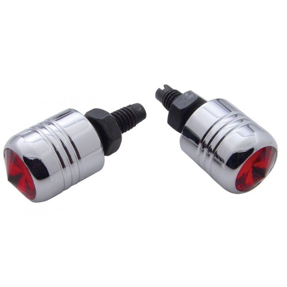 Chrome Red Diamond License Plate Fasteners, Set of 2, Hot Rod, Rat Rod