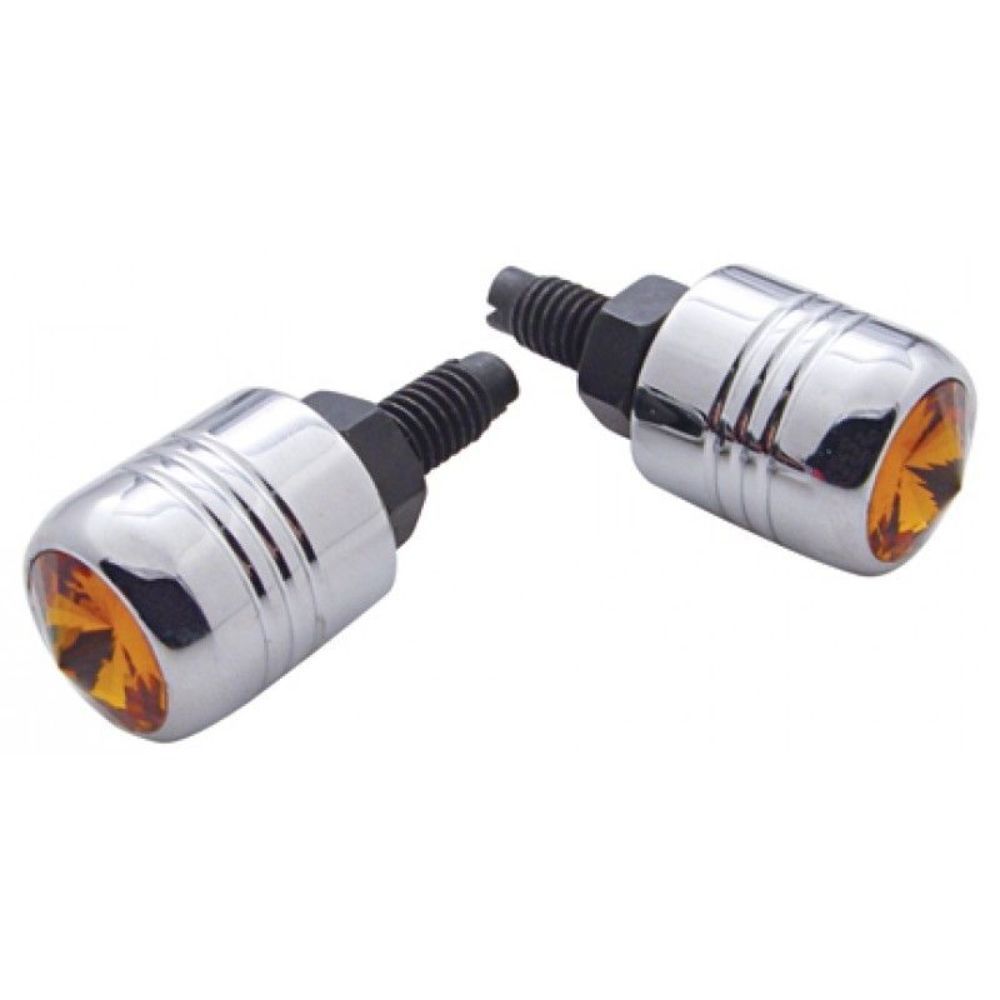 Chrome Amber Diamond License Plate Fasteners, Set of 2, Hot Rod, Rat