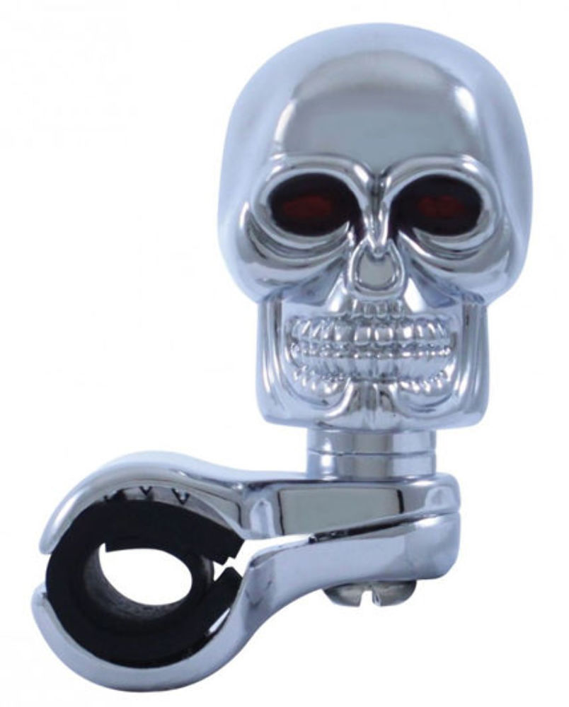 CHROME SKULL STEERING WHEEL SPINNER, Car, Truck, Street Rod, EACH