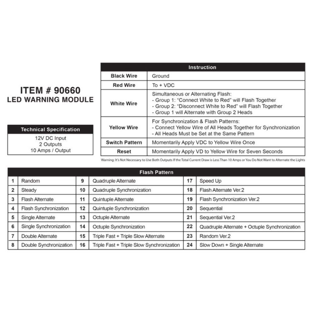 LED Flasher Control Warning Module 24 Flash Strobe Patterns 12V 20 AMP