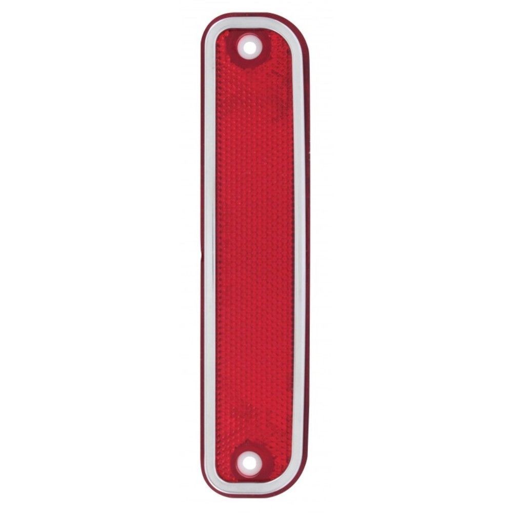 Side Marker Lights Lens W/ Stainless Steel Trim, Red, Fits Chevy Truck