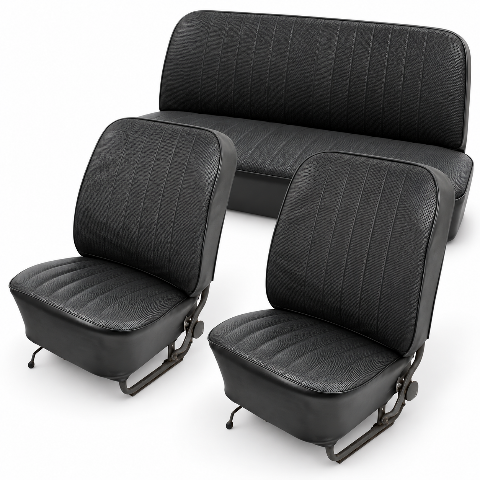 EMPI 4636 - Black Slip-On Vinyl Seat Cover Kit - Front & Rear for VW Bug 58-64