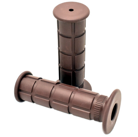 7/8" Motorcycle Grips Brown Grenade Pattern for Cafe Racer, Cruiser, Custom