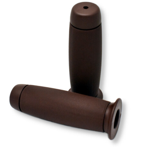 7/8" Motorcycle Grips Brown Serrated Pattern for Cafe Racer, Cruiser, Custom