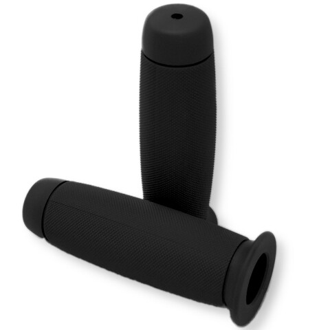 7/8" Motorcycle Grips Black Serrated Pattern for Cafe Racer, Cruiser, Custom