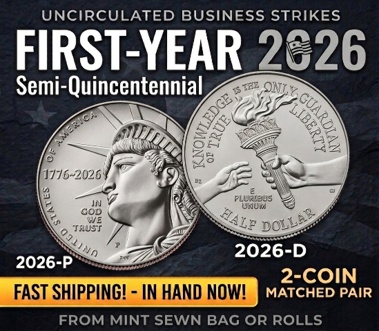 2026 Enduring Liberty Half Dollar P D Mint Mark Set Uncirculated 2 Coin Pair