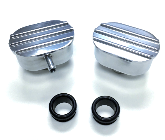 Hot Rod Polished Oval Finned Aluminum PCV & Valve Cover Breather Kit W ...