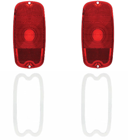 (2) Tail Light Lens w/ Gaskets, Fits Chevy/GMC Pickup Truck 1960-1966 Fleetside