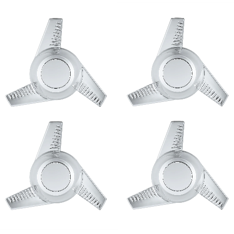 4pc Chrome 3‑Bar Right‑Swing Hubcap Spinners – Custom Wheel Accent Kit, Lightweight Plastic