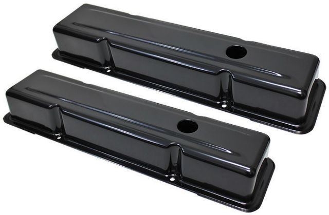 Chevy SB SBC V8 Short Black Valve Covers 1958-1986 283 327 350 400