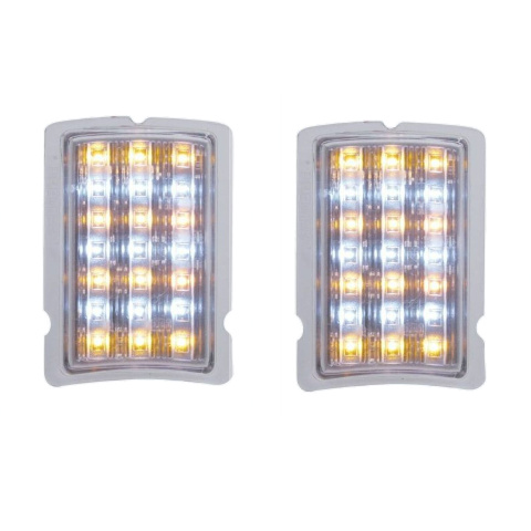 Amber/White LED Auxiliary Light Pair, fits Ford 1940 Car &ndash; Clear Lens, 21‑LED, Sealed, 12V