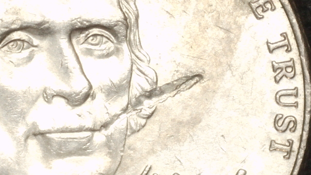 2022 P Jefferson Nickel "Smoking Tom" Strike Through Error