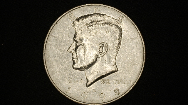 1998-D Kennedy Half Dollar 50c - Strike through grease error
