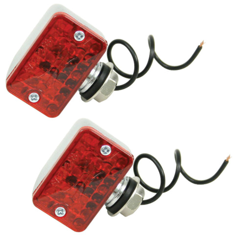 Single Filament Micro Tail Light with Red Lens & Chrome Housing, Pair