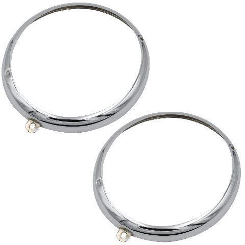 Headlight Rims, Pair with Screws At 2&7 O-Clock for VW Early Type 1 & 2