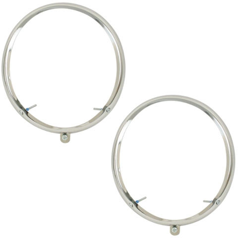 Chrome Headlight Rims, Pair, Adjusting Screws at 5 & 7 for Early Type 1 & 2 - 111 941 111