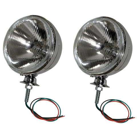 7-Inch Chrome H4 Headlight Assemblies, Pair, 12V