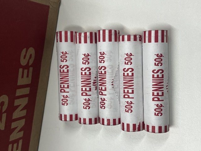 5 Rolls Circulated Lincoln Cents Mixed Dates and Mints 250 Coins Penny Lot