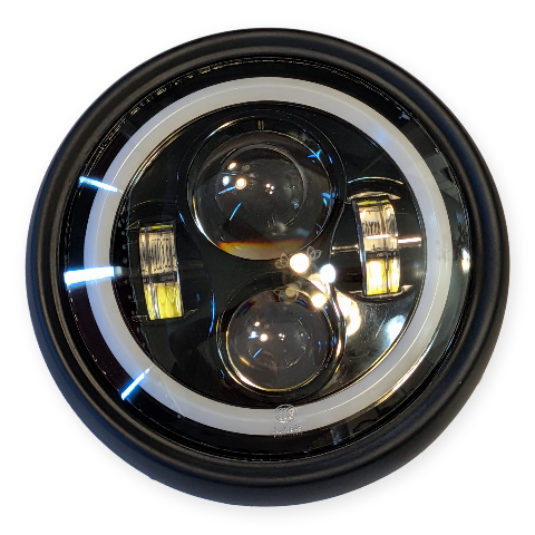 Pirate Mfg LED Headlight Bucket Assembly with DRL Halo Ring for CSC SG250 Cafe Racer