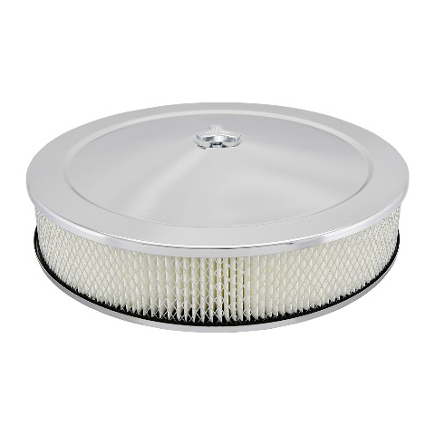 Hot Rod Chrome Steel Air Cleaner Kit 14" x 3" w/ Paper Filter for 4BBL Carbs - SBC BBC Chevy