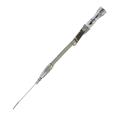 Dipstick, Engine "Flexible" (Chrome Aluminum / Braided Stainless Steel) - Fits Ford Early