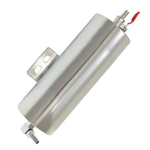 3 x 8 Polished Stainless Steel Radiator Overflow Tank W/ Drain - Universal Fit