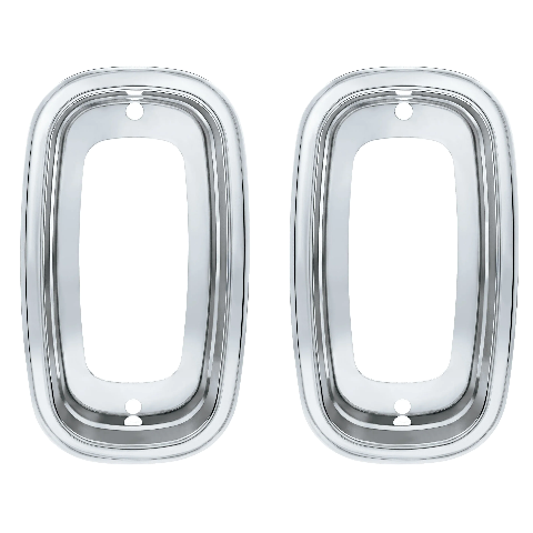 1960–66 Chevy GMC Fleetside Tail Light Bezels Chrome Plastic Pair | 111244