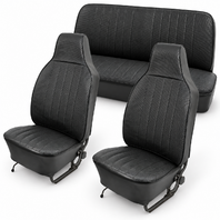 Slip-On Vinyl Seat Cover Kit, Front & Rear, Black, Fits Bug 70-72 Type-1 Sedan