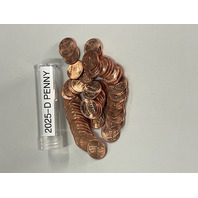 2025 Pennies- 50 Circulated US 1c One Cent Lincoln Pennies-One Roll!!
