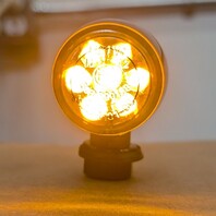 Mini Turn Signal, Billet, Amber, Pair, Black