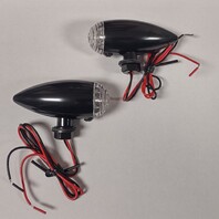 Mini Turn Signal, Billet, Amber, Pair, Black