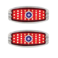 1941‑48 Chevy LED Tail Light Pair w/ Blue Dot &ndash; Flush Mount, Chrome Bezel