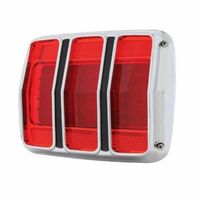 LED Tail Light Pair for 1965&ndash;66 Mustang &ndash; 68‑LED, Red Lens, Chrome/Black Bezel