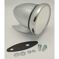 Universal 4" Bullet Racing Mirrors, Pair &ndash; Chrome Steel, Adjustable, Classic Cars