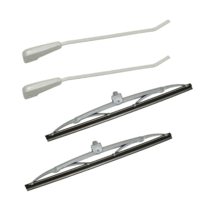 Wiper Arm & Blade Package, 4pc, Silver, Fits VW Type 1 Bug/Beetle 1958-1964, KT-1074