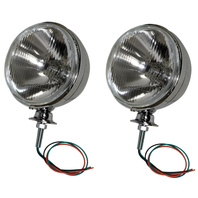 7-Inch Chrome H4 Headlight Assemblies, Pair, 12V