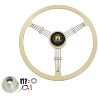 "Banjo" Style, Ivory Vintage Steering Wheel Kit w/ Boss 3-Bolt 24 Spline Mount Kit, Fits Type 1 & Ghia 49-59 "Banjo" Style, Ivory Vintage Steering Wheel Kit w/ Boss 3-Bolt 24 Spline Mount Kit, Fits Type 1 & Ghia 49-59