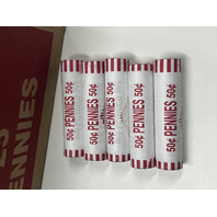 5 Rolls Circulated Lincoln Cents Mixed Dates and Mints 250 Coins Penny Lot