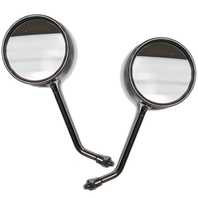 Chrome Round Motorcycle Mirrors Pair 10mm RH Thread Retro Vintage Cafe Racer Cruiser