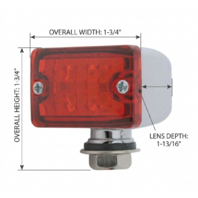 4 Red LED Small Rectangular Chrome Rod Light w/ Red Lens - 12V - Hot Rat Rod