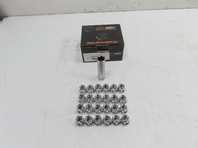 Ford F-150 6 Lug 14X2.0 Chrome Open Spline Lug Nut Wheel Install Kit w/ Socket