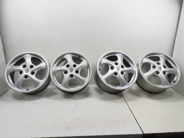 97 Porsche Boxster 986 #1315 Wheel Set, 17x8.5 17x7 Spoke Staggered OEM 99636212400 99636212605