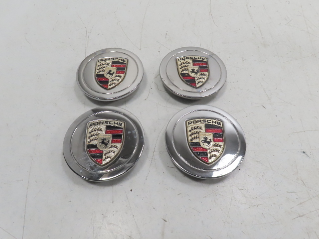 98 Porsche Boxster 986 #1328 Center Cap Set, Wheel Chrome 911 996 OEM 99636130309