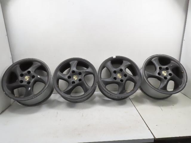 01 Porsche Boxster S 986 #1330 Wheel Set Turbo Twist 18x9 18x7.5 OEM