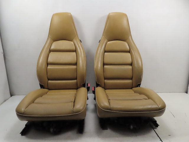 87 Porsche 928 S4 #1331 Seat Pair, Front 12-Way Power Leather, Tan Champagne