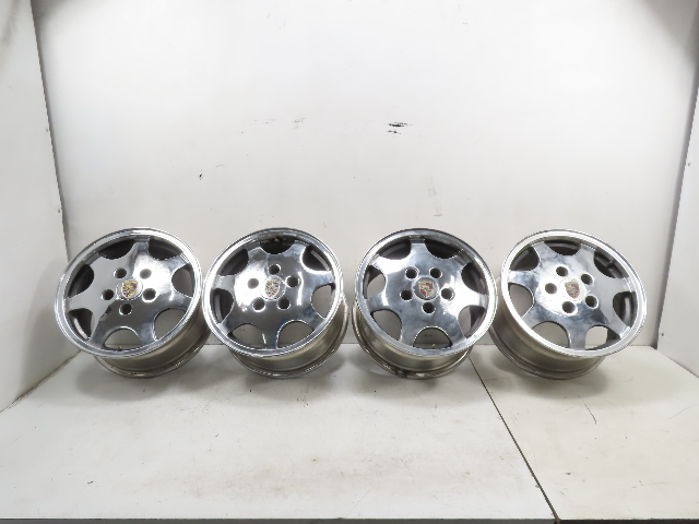 87 Porsche 928 S4 #1331 Wheel Set Chrome 7 Spoke 8Jx16 D90
