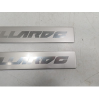 06 Lamborghini Gallardo #1310 Trim Pair, Door Sill Scuff Plate Silver Left & Right OEM