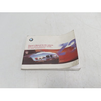 00 BMW Z3 E36 2.5L #1322 Owner's Manual Book 2.8L 2.3L Roadster Coupe M