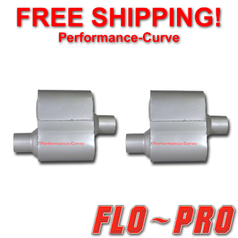 Pair of single chamber universal performance race round mufflers 2.5/"